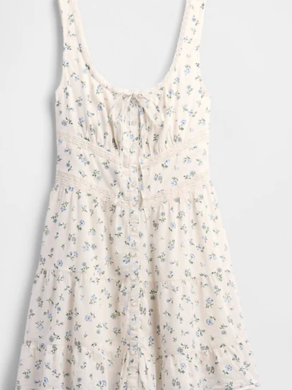 NWT Gap Women’s Cream Floral Sundress Size Small with Blue Bouquet Print